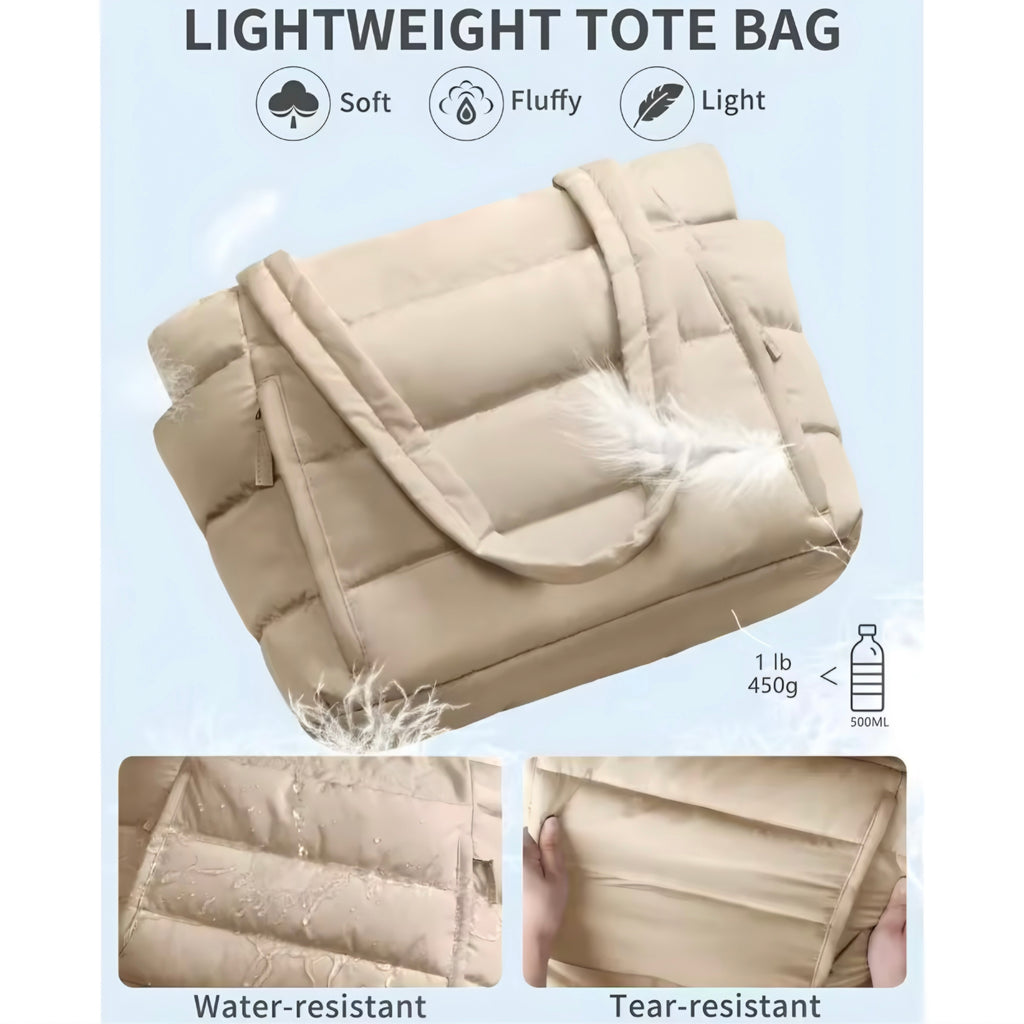 Stor puffer toteveske med høy kapasitet
