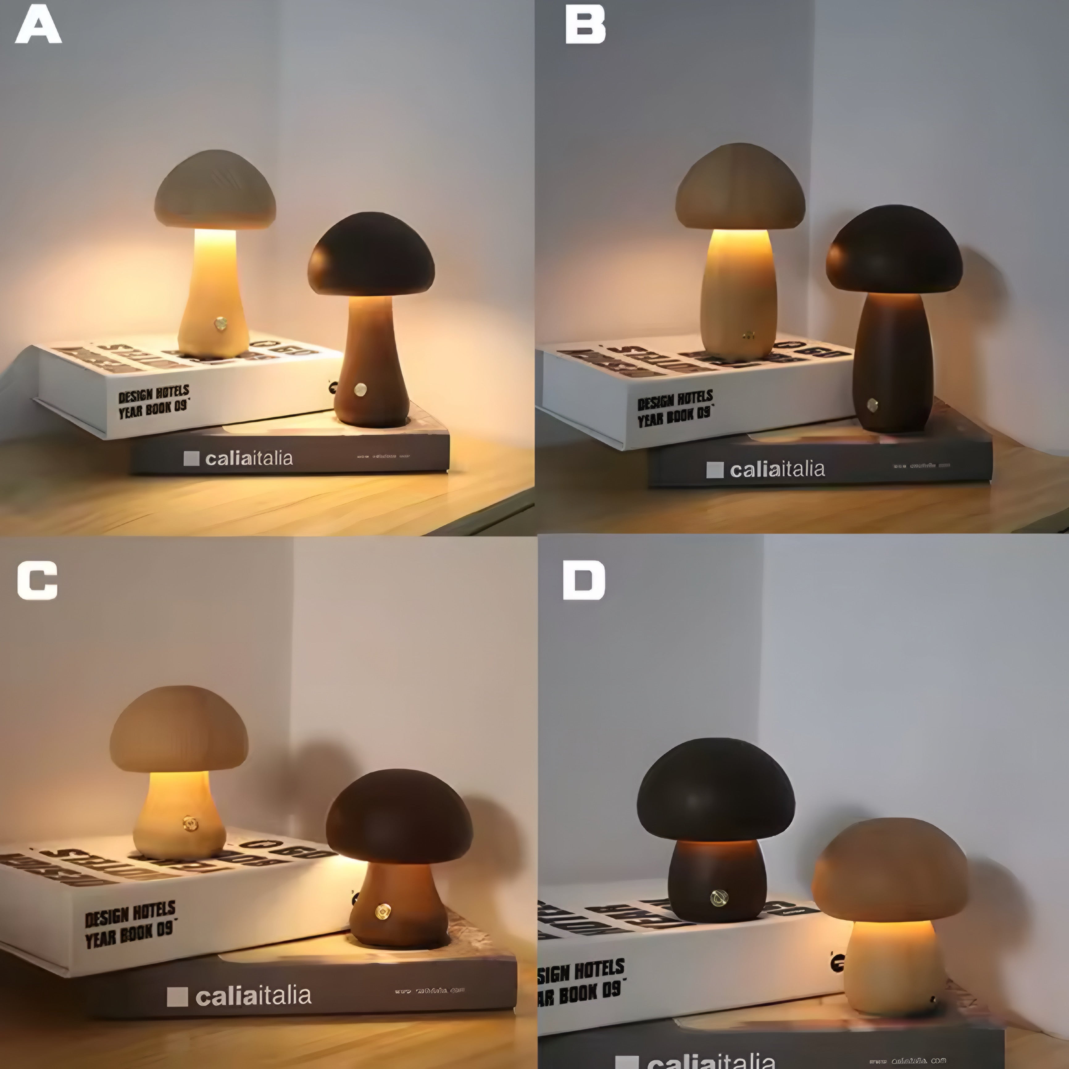 Trestruktur nattlampe med soppdesign