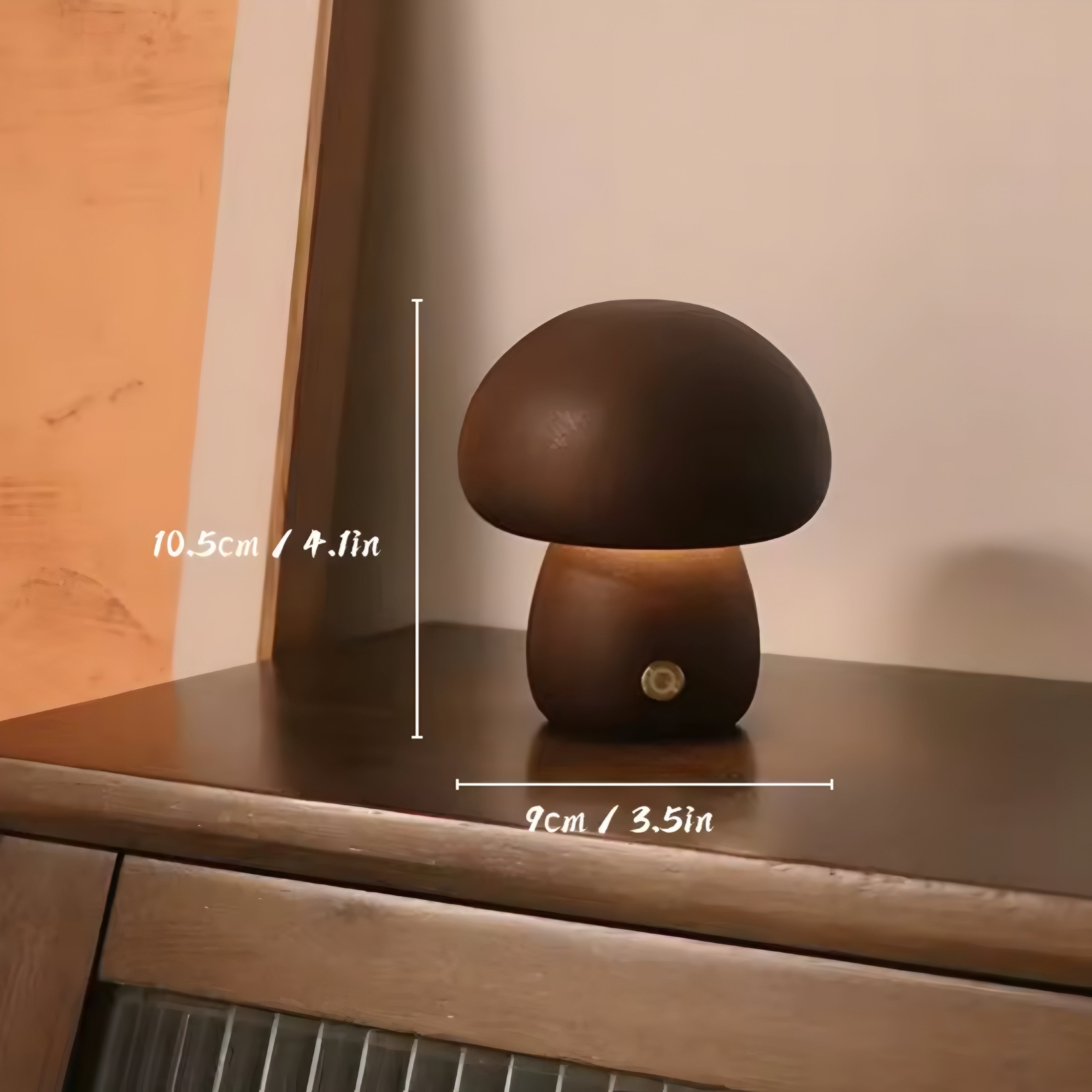 Trestruktur nattlampe med soppdesign